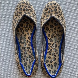 Rothy’s cheetah print with blue stripe